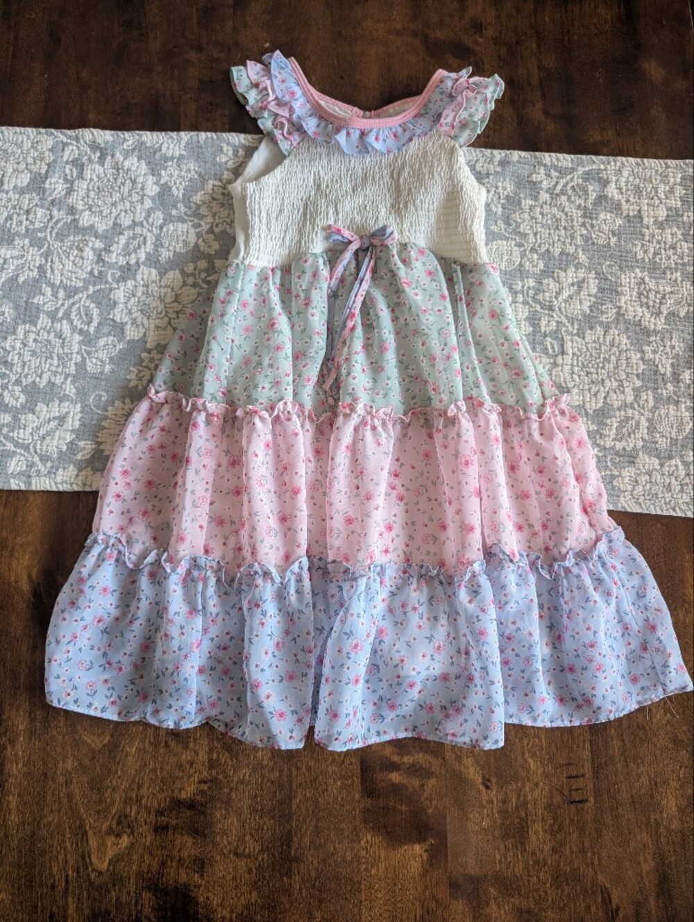 Jona Michelle Pastel Floral Tiered Dress / Size Girl 5